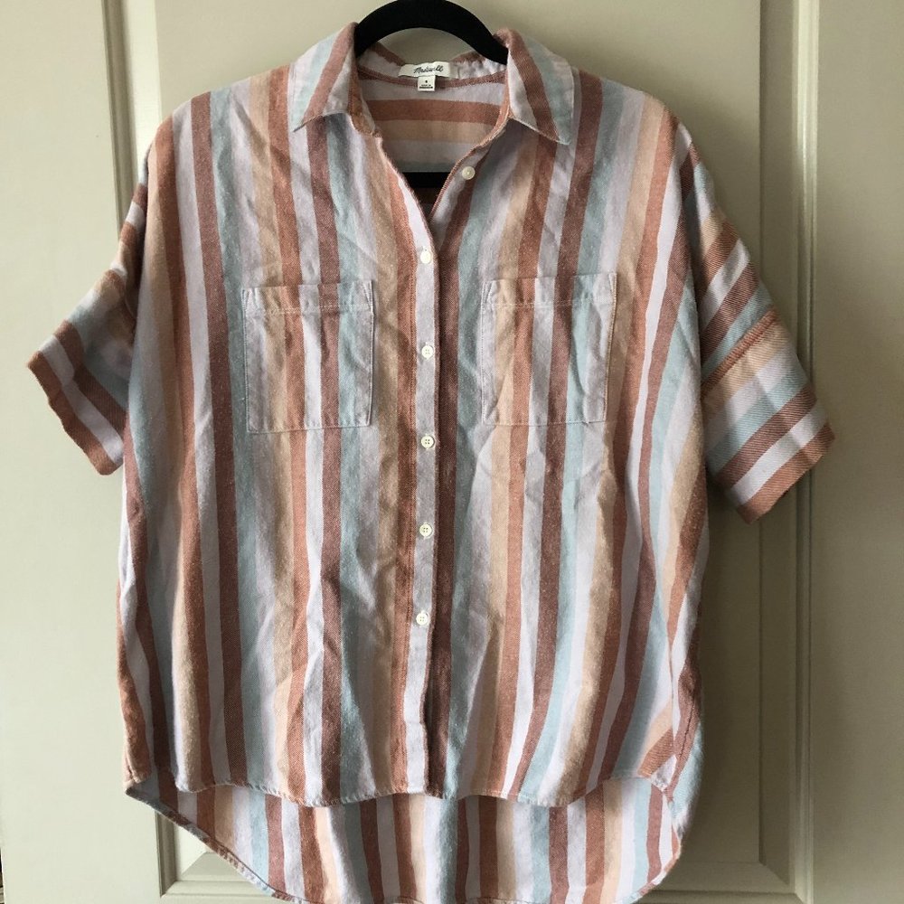 Madewell Rainbow Striped Button Up Top